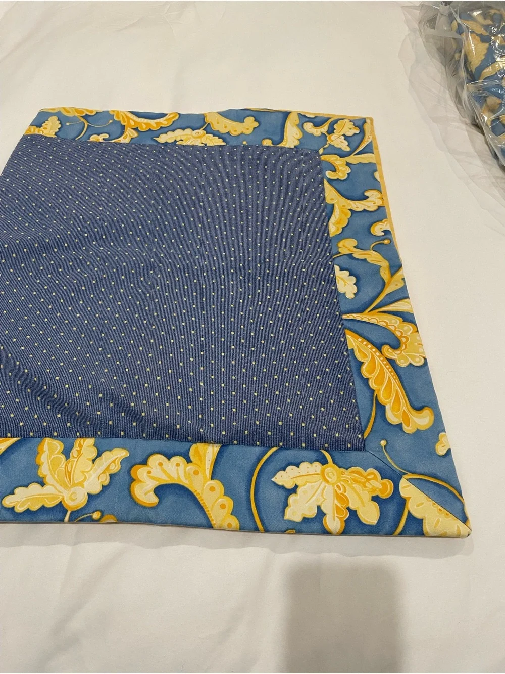 Blue Decorative Damask duvet cover and shams - Homemade No Skirt